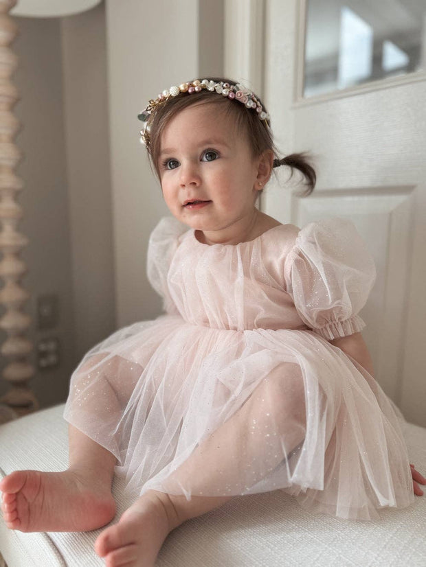 A Little Lacey Aurora Girls Pearl Flower Headband