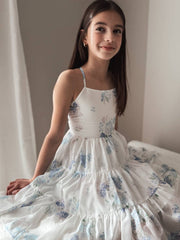 A Little Lacey Phoebe Chiffon Girls Dress Blue Floral