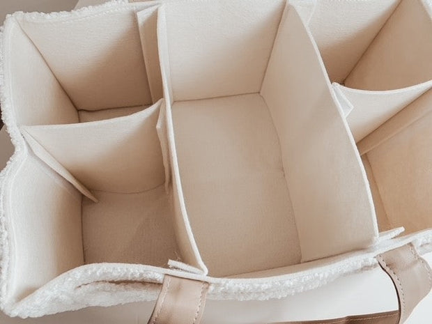 Petite & Co Nappy Caddy Organiser -Teddy - Beige Handles