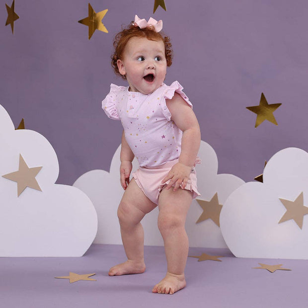 Snuggle Hunny Twinkle Short Sleeve Organic Bodysuit with Frill