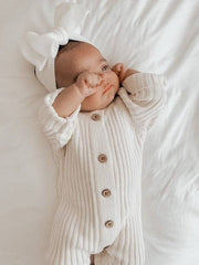 Petite & Co Chunky Waffle Bow Headband - White