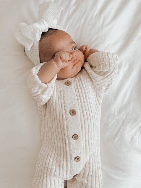 Petite & Co Chunky Waffle Bow Headband - White