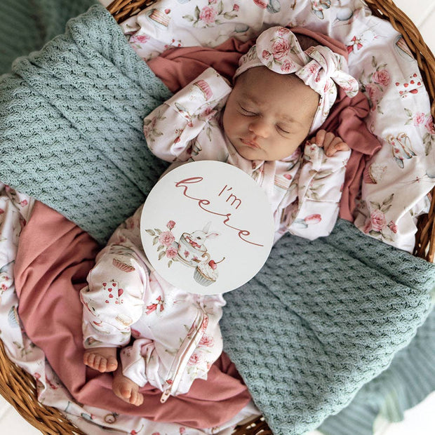 Snuggle Hunny Tea Party & Sage Reversible Milestone Cards