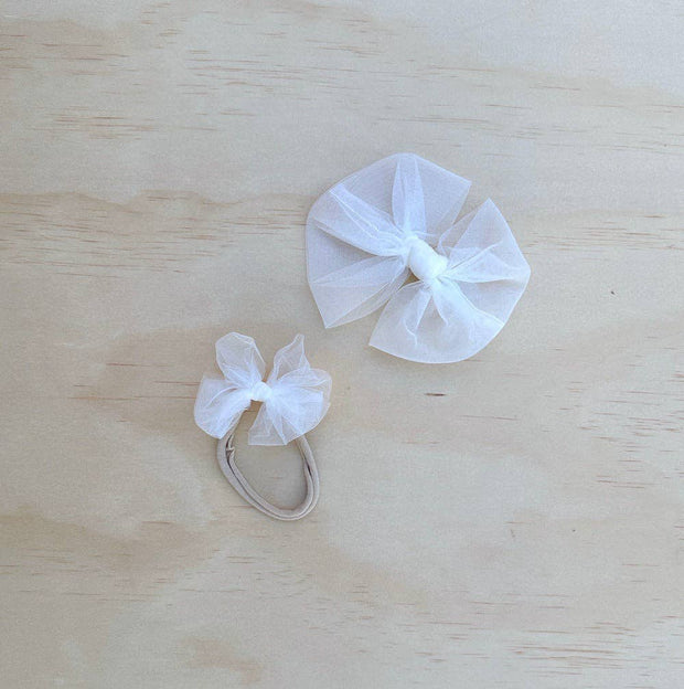 A Little Lacey Ivory Tulle Bow