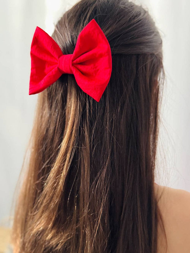 A Little Lacey Phoebe Red Girls Hair Bow