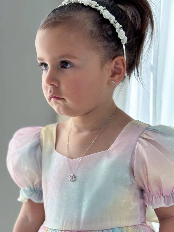A Little Lacey Anastasia Girls Rainbow Organza Dress