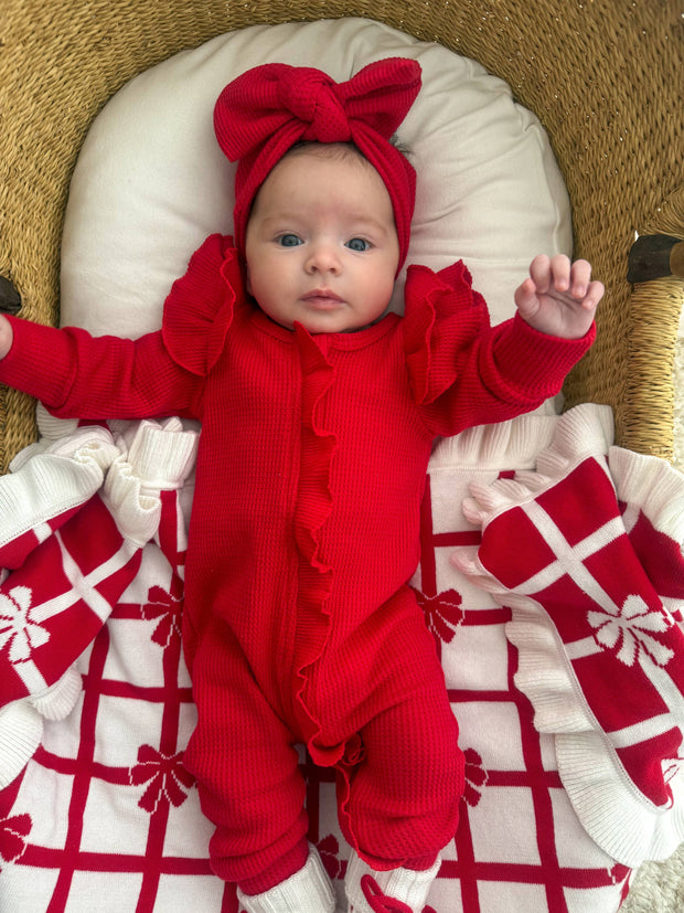 Petite & Co Flutter Ruffle Onesie - Red