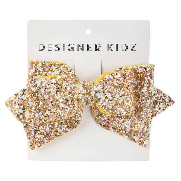 Designer Kidz Sparkle Bow Hair Clip - Gold
