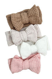 Petite & Co Elissa Waffle Knit Bow Headband - White