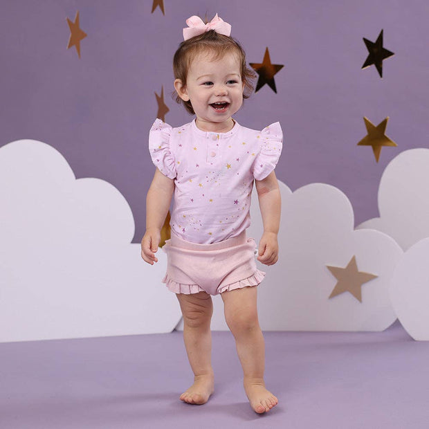 Snuggle Hunny Twinkle Short Sleeve Organic Bodysuit with Frill