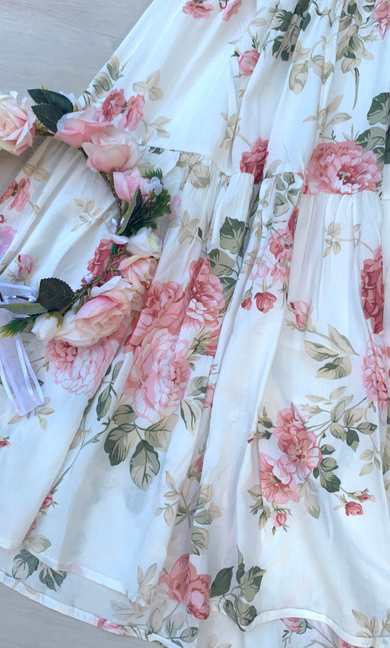 A Little Lacey Ava Girls Floral Maxi Dress