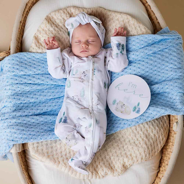 Snuggle Hunny Organic Snuggle Sleepsuit Zip Footie - Arctic