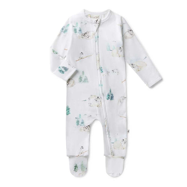 Snuggle Hunny Organic Snuggle Sleepsuit Zip Footie - Arctic