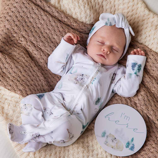 Snuggle Hunny Organic Snuggle Sleepsuit Zip Footie - Arctic