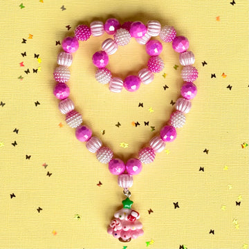 Sweet As Sugar Jewellery Beaded Necklace - Christmas Tree Pink
