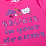 Glitter Girl Sparkling Pink T-Shirt - "Believe in your Dreams"