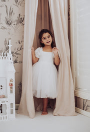 A Little Lacey Callista Puff Sleeve Dress - White