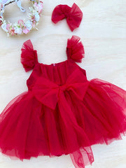 A Little Lacey Chloe Red Flutter Sleeve Romper