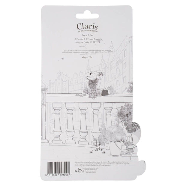 Claris the Chicest Mouse in Paris Pencil Set with Eraser Toppers