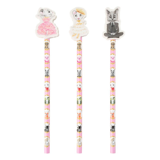 Claris the Chicest Mouse in Paris Pencil Set with Eraser Toppers