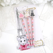 Claris the Chicest Mouse in Paris Pencil Set with Eraser Toppers