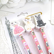 Claris the Chicest Mouse in Paris Pencil Set with Eraser Toppers