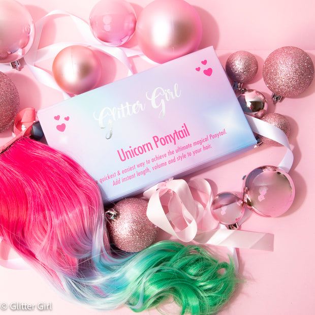 Glitter Girl Unicorn Ponytail - Rainbow