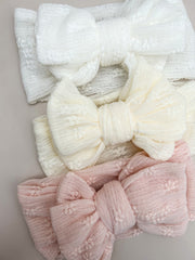 Petite & Co Floral Oversized Bow Headband - White