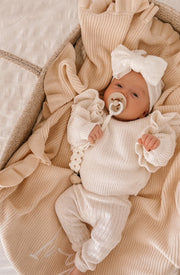 Petite & Co Floral Oversized Bow Headband - White