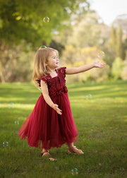 A Little Lacey Layla Girls Burgundy Tutu Dress