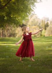 A Little Lacey Layla Girls Burgundy Tutu Dress