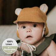 Bedhead 'Roamer' Baby Reversible Teddy Flap Sun Hat - Maize/Flax