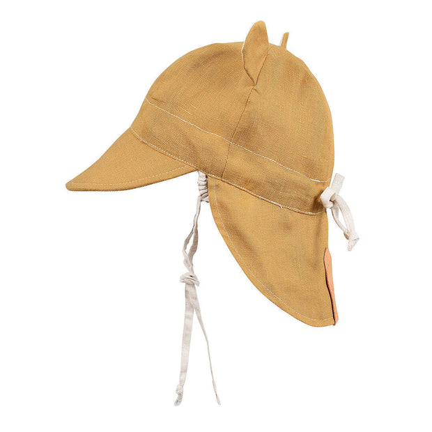 Bedhead 'Roamer' Baby Reversible Teddy Flap Sun Hat - Maize/Flax