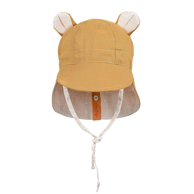 Bedhead 'Roamer' Baby Reversible Teddy Flap Sun Hat - Maize/Flax