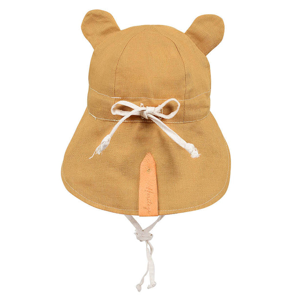 Bedhead 'Roamer' Baby Reversible Teddy Flap Sun Hat - Maize/Flax