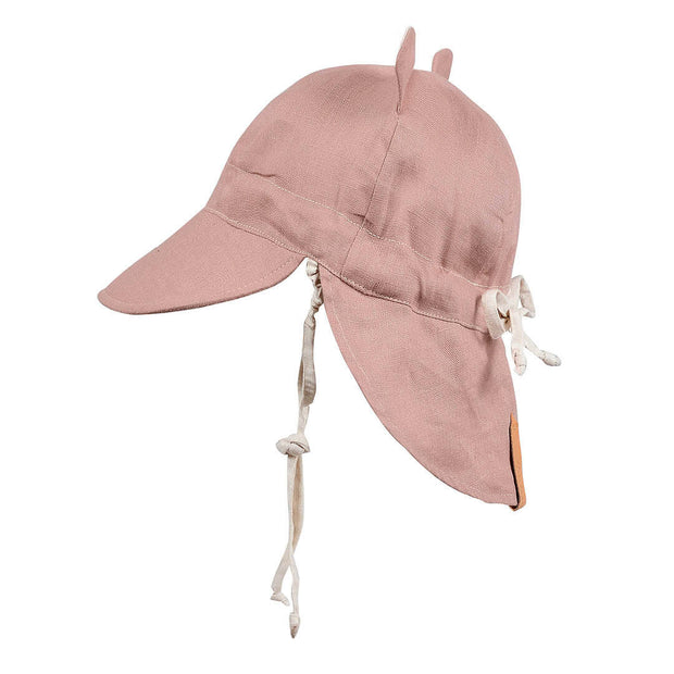 Bedhead 'Roamer' Baby Reversible Teddy Flap Sun Hat - Rosa/Flax