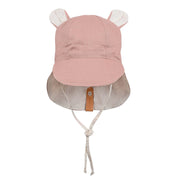 Bedhead 'Roamer' Baby Reversible Teddy Flap Sun Hat - Rosa/Flax