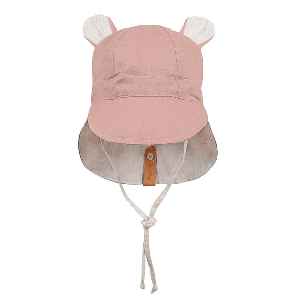 Bedhead 'Roamer' Baby Reversible Teddy Flap Sun Hat - Rosa/Flax