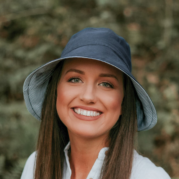 Bedhead 'Vacationer' Reversible Ladies Sun Hat - Charlie/Indigo