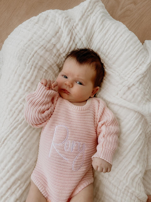 Petite & Co Classic Ribbed Romper - Baby Pink