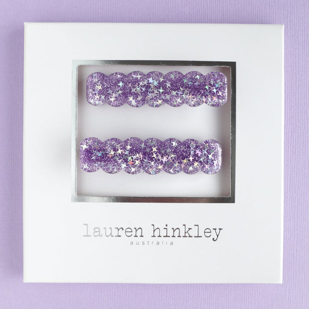 Lauren Hinkley Australia Hair Clips - Purple Sparkle Glitter