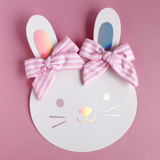 Lauren Hinkley Australia Hair Clips - Pink Striped Bow Clips