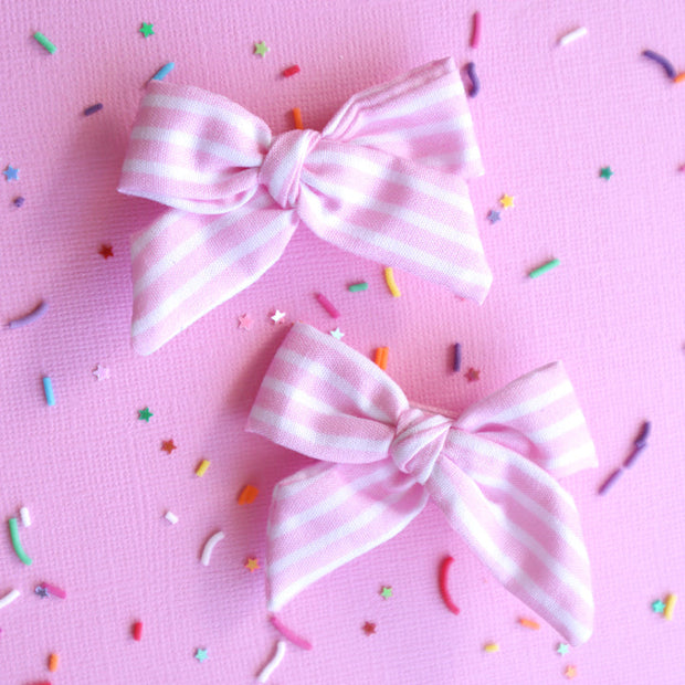 Lauren Hinkley Australia Hair Clips - Pink Striped Bow Clips