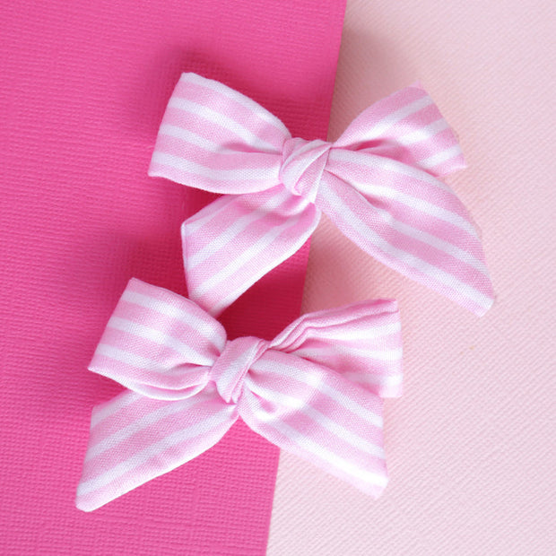 Lauren Hinkley Australia Hair Clips - Pink Striped Bow Clips