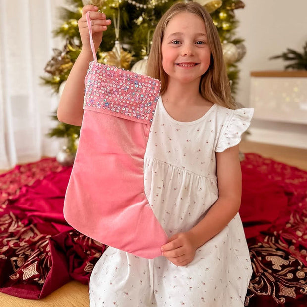 Lauren Hinkley Enchanted Christmas Sequin Stocking - Pink