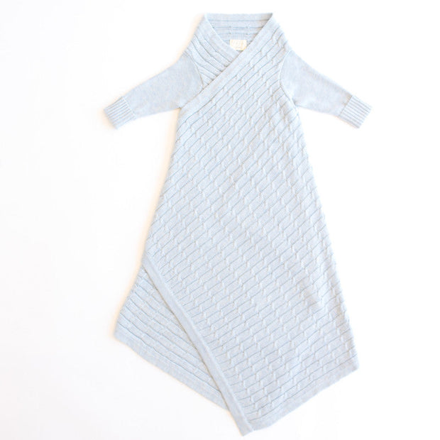 Jujo Baby All Over Luxury Cable Shwrap Blanket - Light Blue