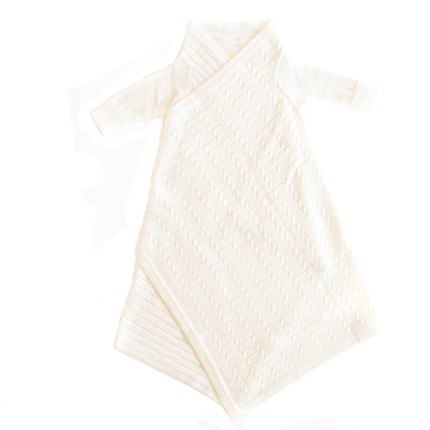 Jujo Baby All Over Luxury Cable Shwrap Blanket - Ecru