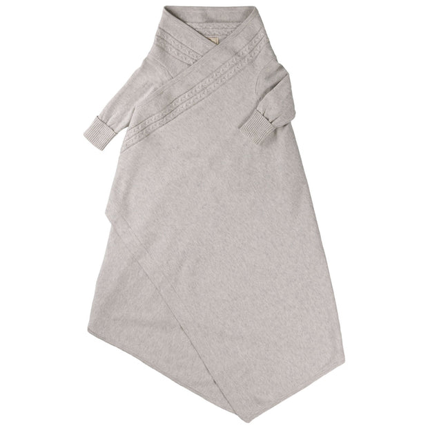 Jujo Baby Cable Edge Shwrap Blanket with sleeves - Silver