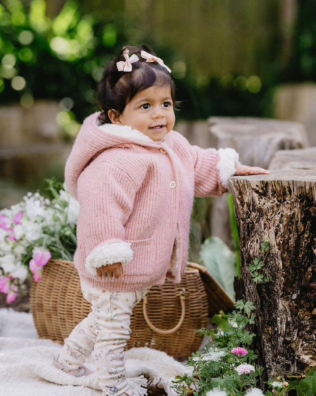 Bebe by Minihah Knitted Hooded Cardigan - Rose