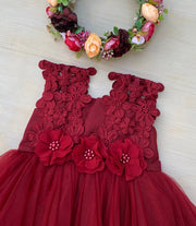 A Little Lacey Layla Girls Burgundy Tutu Dress